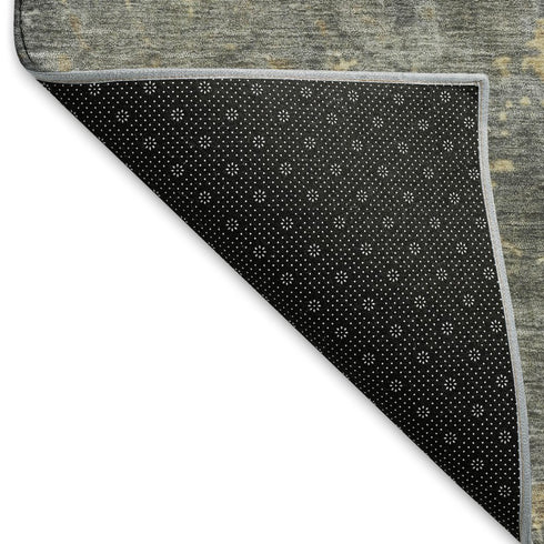8' Taupe Brown And Gray Abstract Washable Round Rug With UV Protection