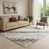 5' X 8' Beige Ivory And Brown Striped Washable Area Rug With UV Protection