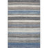 5' X 8' Denim Blue Ivory And Gray Striped Washable Area Rug With UV Protection