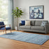 5' X 8' Blue Ivory And Gray Striped Washable Area Rug With UV Protection