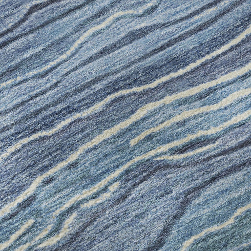 5' X 8' Blue Ivory And Gray Striped Washable Area Rug With UV Protection