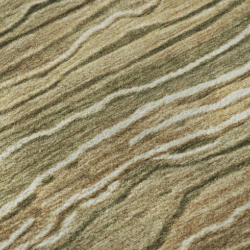 5' X 8' Fern Green Gray And Ivory Striped Washable Area Rug With UV Protection