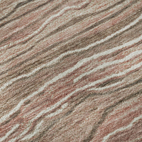 9' X 12' Coffee Copper And Beige Striped Washable Area Rug With UV Protection