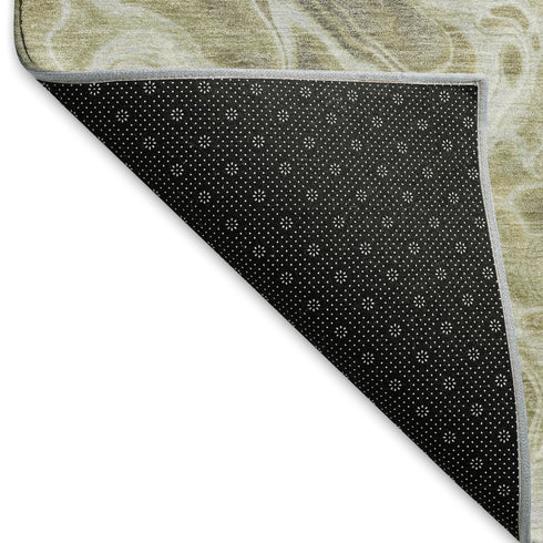 5' X 8' Gold Beige And Ivory Abstract Washable Area Rug With UV Protection