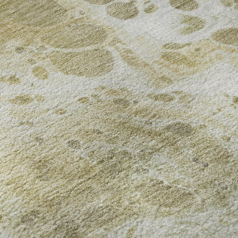 5' X 8' Gold Beige And Ivory Abstract Washable Area Rug With UV Protection
