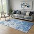 5' X 8' Navy Blue And Ivory Abstract Washable Area Rug With UV Protection