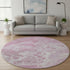 8' Pink And Ivory Abstract Washable Round Rug With UV Protection
