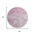 8' Pink And Ivory Abstract Washable Round Rug With UV Protection