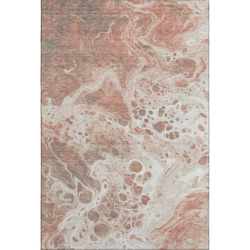 9' X 12' Rust Beige And Ivory Abstract Washable Area Rug With UV Protection