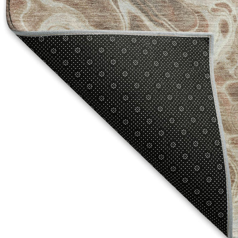9' X 12' Rust Beige And Ivory Abstract Washable Area Rug With UV Protection
