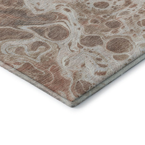 9' X 12' Rust Beige And Ivory Abstract Washable Area Rug With UV Protection