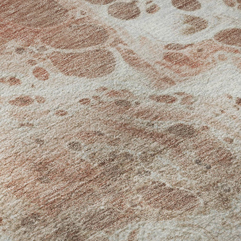 9' X 12' Rust Beige And Ivory Abstract Washable Area Rug With UV Protection