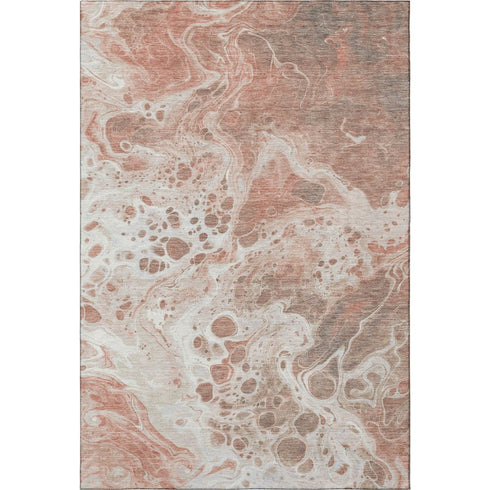 9' X 12' Rust Beige And Ivory Abstract Washable Area Rug With UV Protection