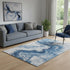 5' X 8' Navy Blue And Ivory Abstract Washable Area Rug With UV Protection