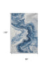 8' X 10' Navy Blue And Ivory Abstract Washable Area Rug With UV Protection