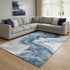 8' X 10' Navy Blue And Ivory Abstract Washable Area Rug With UV Protection