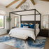 8' X 10' Navy Blue And Ivory Abstract Washable Area Rug With UV Protection