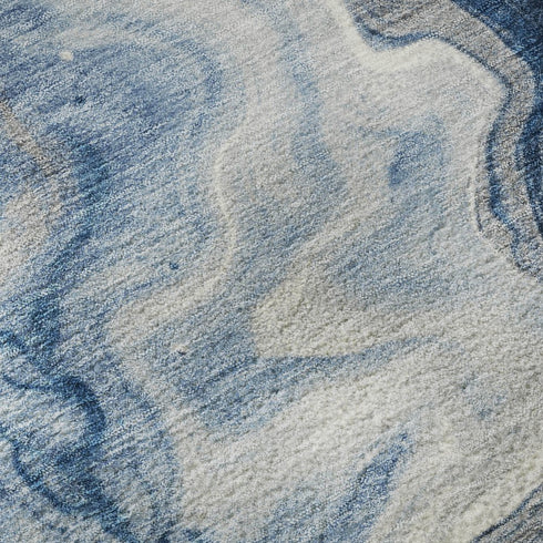 8' X 10' Navy Blue And Ivory Abstract Washable Area Rug With UV Protection