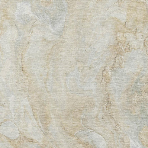 5' X 8' Beige Tan And Ivory Abstract Washable Area Rug With UV Protection