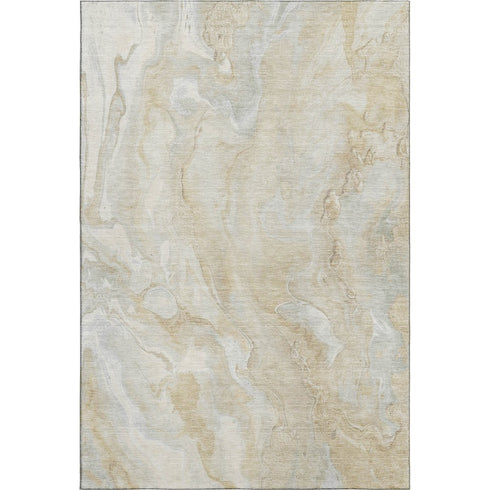 9' X 12' Beige Tan And Ivory Abstract Washable Area Rug With UV Protection