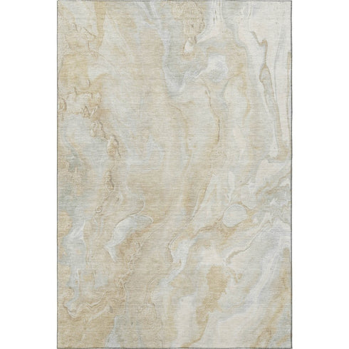 9' X 12' Beige Tan And Ivory Abstract Washable Area Rug With UV Protection