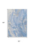 5' X 8' Blue Gray And Silver Abstract Washable Area Rug With UV Protection
