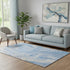 5' X 8' Blue Gray And Silver Abstract Washable Area Rug With UV Protection