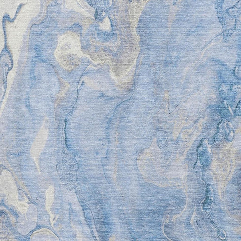 5' X 8' Blue Gray And Silver Abstract Washable Area Rug With UV Protection