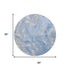 8' Blue Gray And Silver Abstract Washable Round Rug With UV Protection