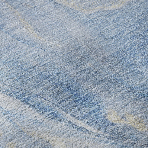9' X 12' Blue Gray And Silver Abstract Washable Area Rug With UV Protection