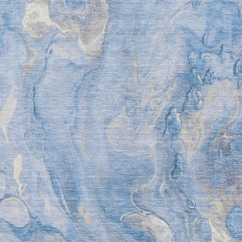 9' X 12' Blue Gray And Silver Abstract Washable Area Rug With UV Protection