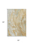 5' X 8' Gold Ivory And Gray Abstract Washable Area Rug With UV Protection