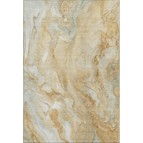 8' X 10' Gold Ivory And Gray Abstract Washable Area Rug With UV Protection