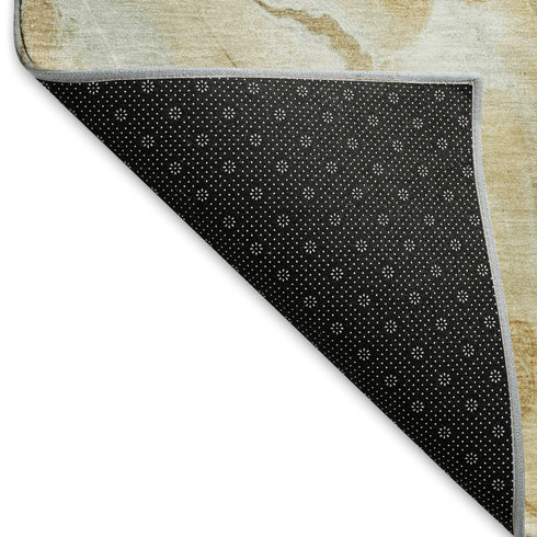 8' X 10' Gold Ivory And Gray Abstract Washable Area Rug With UV Protection