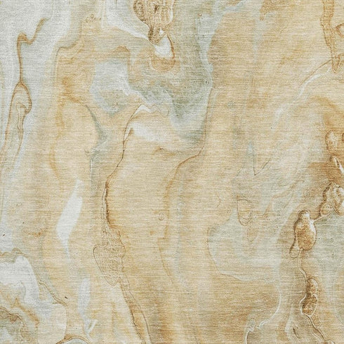 8' X 10' Gold Ivory And Gray Abstract Washable Area Rug With UV Protection