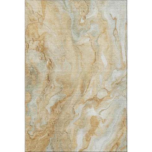 8' X 10' Gold Ivory And Gray Abstract Washable Area Rug With UV Protection