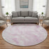 8' Pink And Ivory Abstract Washable Round Rug With UV Protection