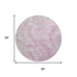 8' Pink And Ivory Abstract Washable Round Rug With UV Protection