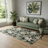 5' X 8' Black Green And Beige Floral Washable Area Rug With UV Protection