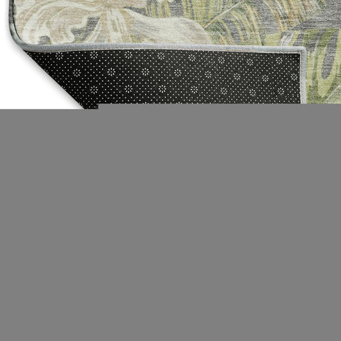 5' X 8' Gray Green And Beige Floral Washable Area Rug With UV Protection