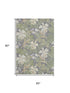 5' X 8' Gray Green And Beige Floral Washable Area Rug With UV Protection
