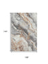 9' X 12' Silver Gray And Copper Abstract Washable Area Rug With UV Protection
