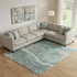 9' X 12' Teal Gray And Silver Abstract Washable Area Rug With UV Protection