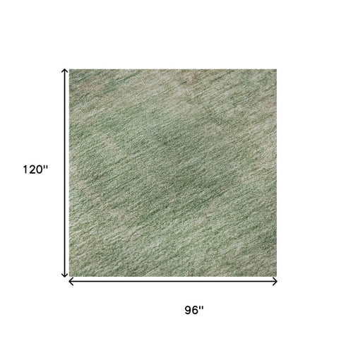 8' X 10' Artichoke Green And Eggplant Abstract Washable Area Rug With UV Protection