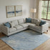 9' X 12' Denim Blue Ivory And Beige Abstract Washable Area Rug With UV Protection