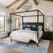 9' X 12' Denim Blue Ivory And Beige Abstract Washable Area Rug With UV Protection