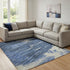 8' X 10' Navy Blue Green And Ivory Abstract Washable Area Rug With UV Protection