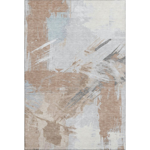 8' X 10' Rust Gray And Ivory Abstract Washable Area Rug With UV Protection