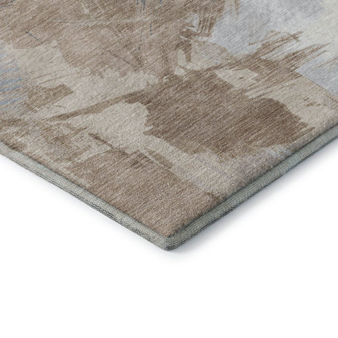8' X 10' Rust Gray And Ivory Abstract Washable Area Rug With UV Protection