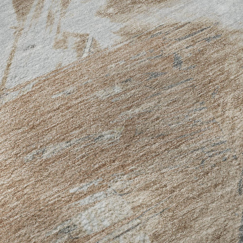 8' X 10' Rust Gray And Ivory Abstract Washable Area Rug With UV Protection